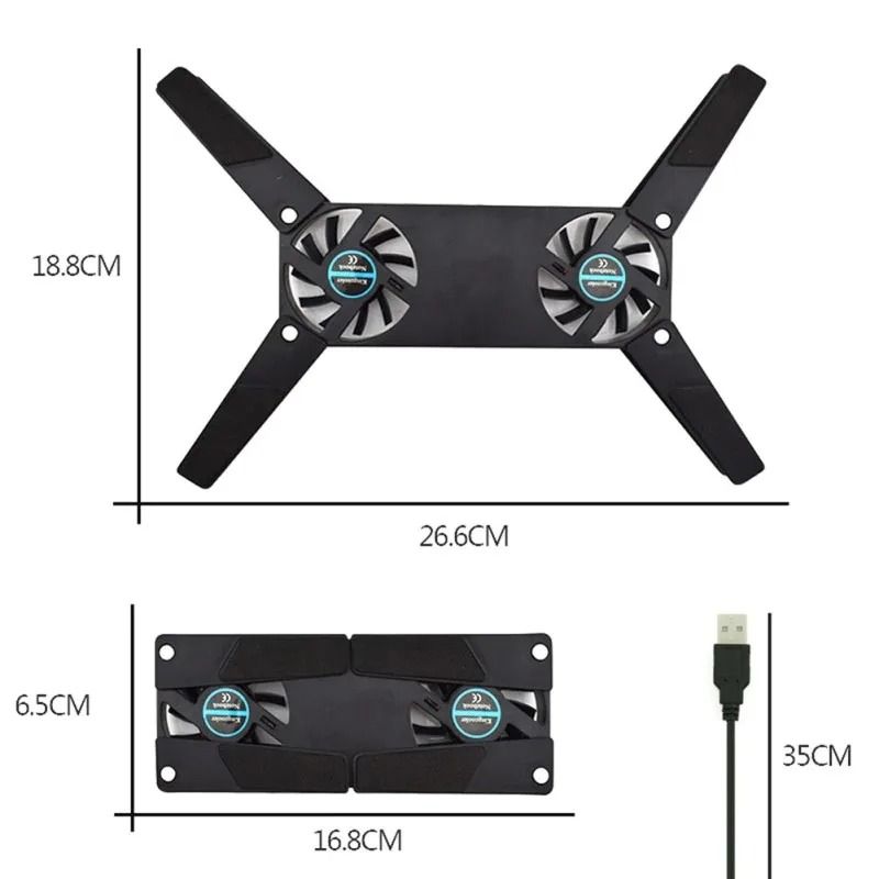 USB Laptop Cooling Pad Dual Fan Laptop Stand for 7 to 15 Inch Laptops