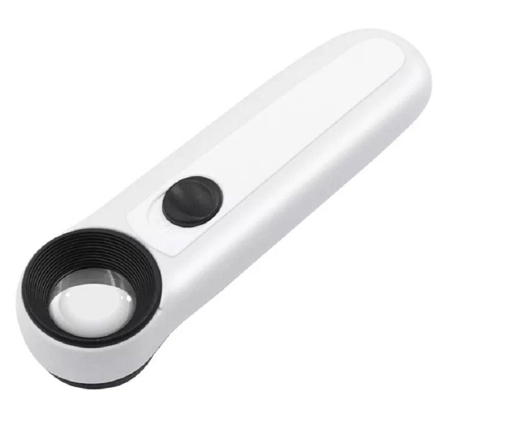 40X LED Jewelers Loupe Magnifier Handheld Lighted Magnifying Glass for Detailed Inspection