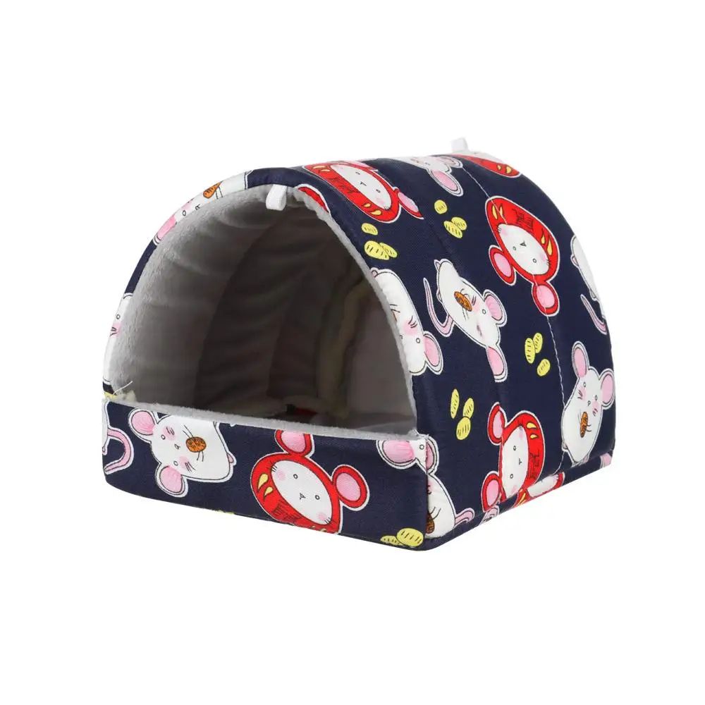 Warm Plush Small Animal Sleeping Bed | Cozy Winter Guinea Pig Nest & Hamster House | Rabbit Squirrel Snuggle Mat