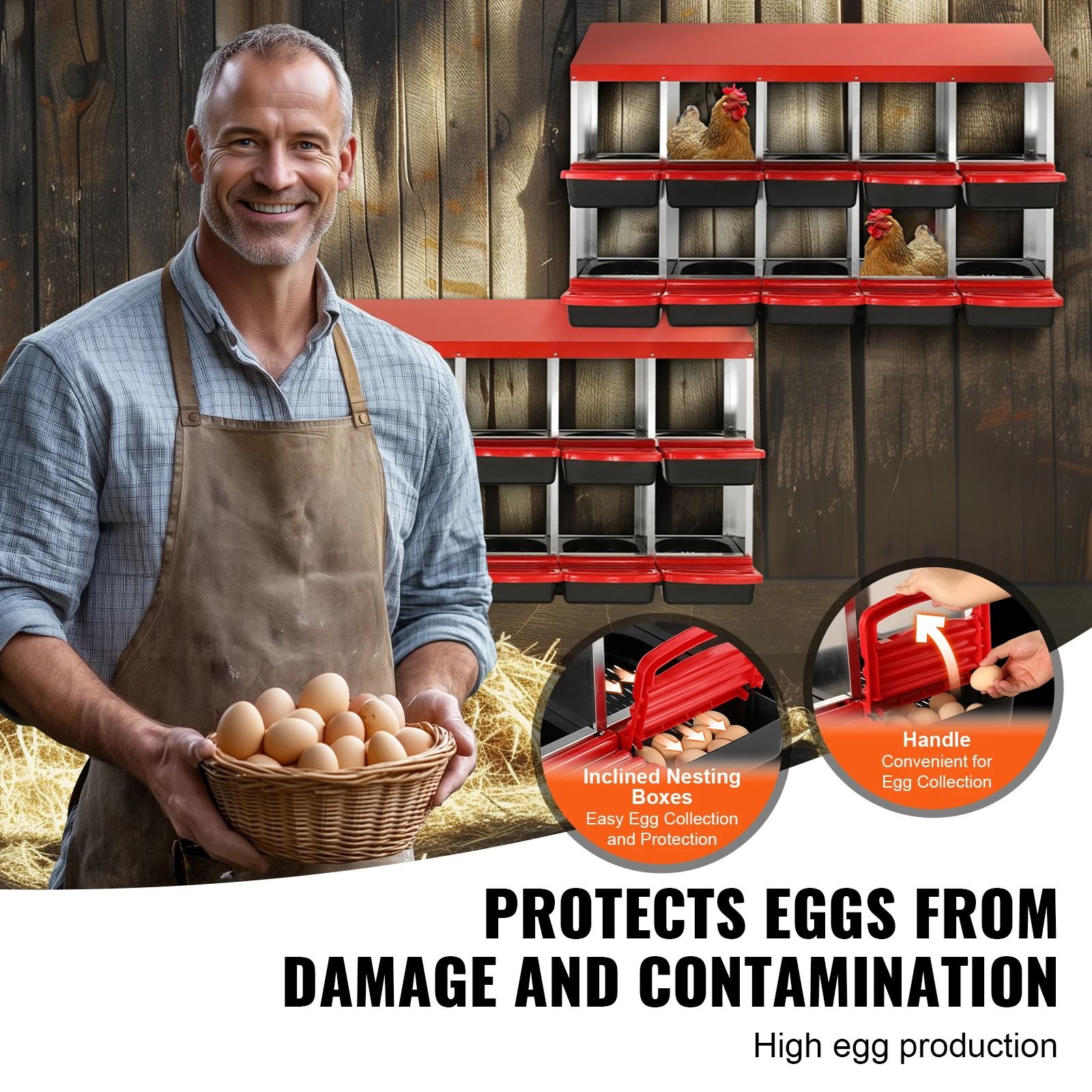 Large Capacity Metal Chicken Nesting Boxes with Removable Trays and Easy-Clean Design