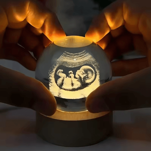Personalized Ultrasound Crystal Ball Laser Engraved Baby Keepsake Sphere