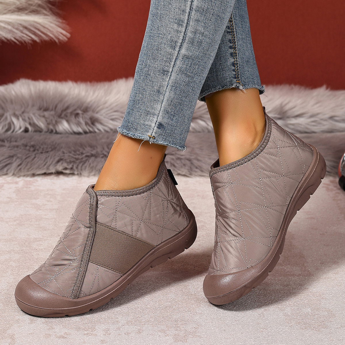 Lightweight Plush Warm Womens Snow Boots, Simple Cotton Winter Shoes for Comfort & Style