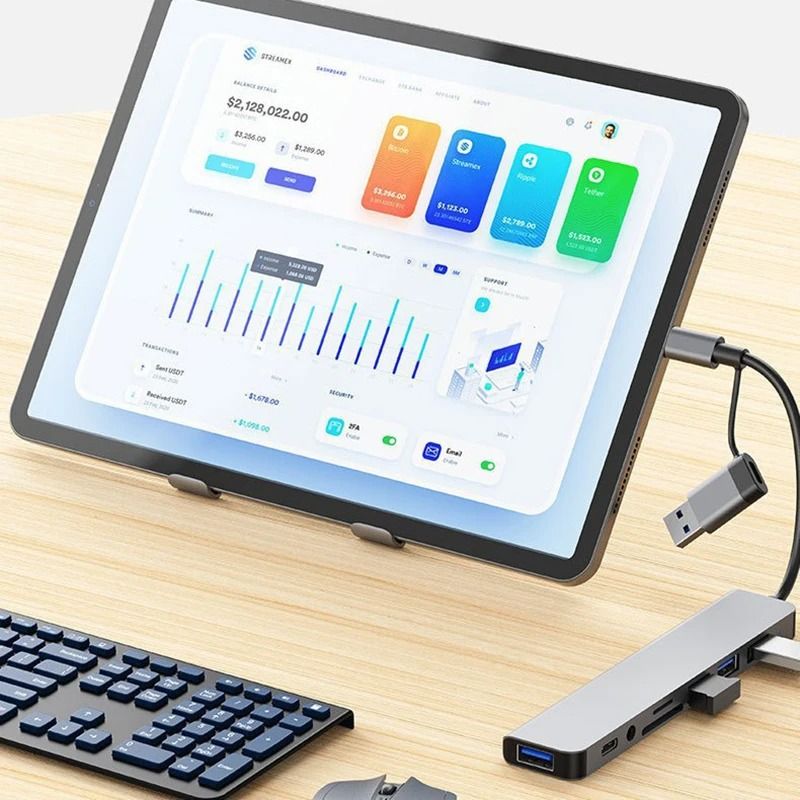8 in 1 USB C Hub Docking Station with Audio and Card Reader