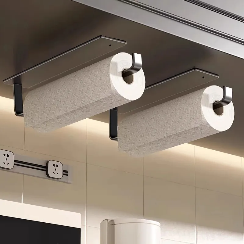 No Drill Paper Towel Holder Stainless Self Adhesive Space-Saving Kitchen & Bathroom Dispenser