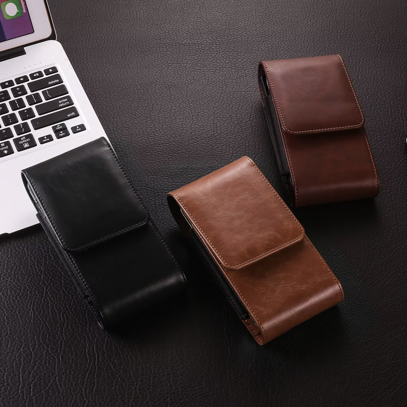 Vertical Dual Pouch Cell Phone Belt Pouch Durable Smartphone Waist Holder Case