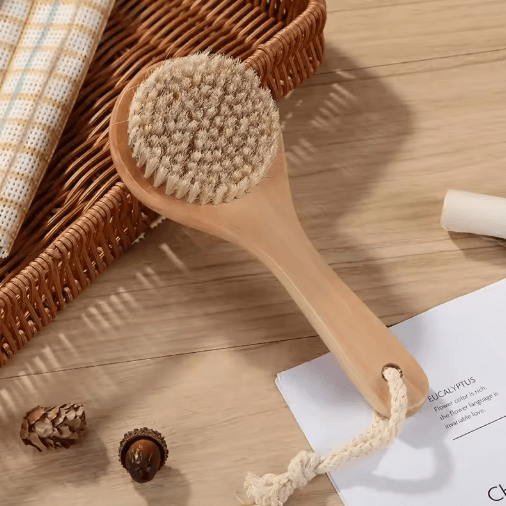 2-in-1 Dry Skin Body Massage Brush with Natural Bristles