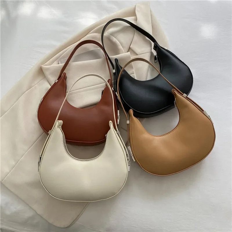 Vintage Chic Crescent Underarm Bag – Elegant Shoulder Handbag for Women