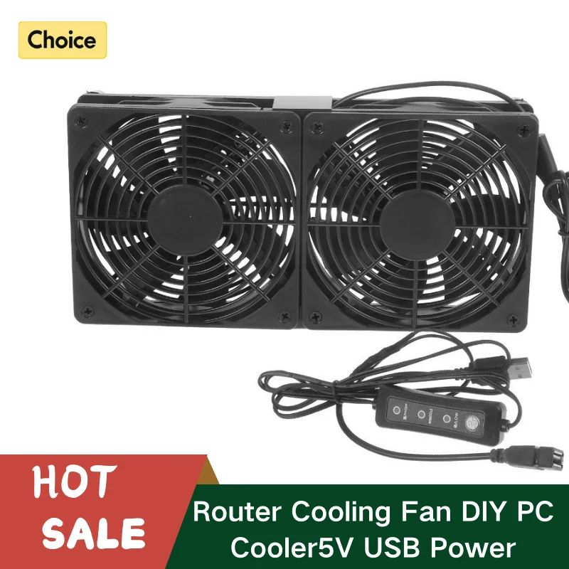Silent 120mm USB Router Cooling Fan with Adjustable Speed Controller – Quiet Modem & TV Box Cooler