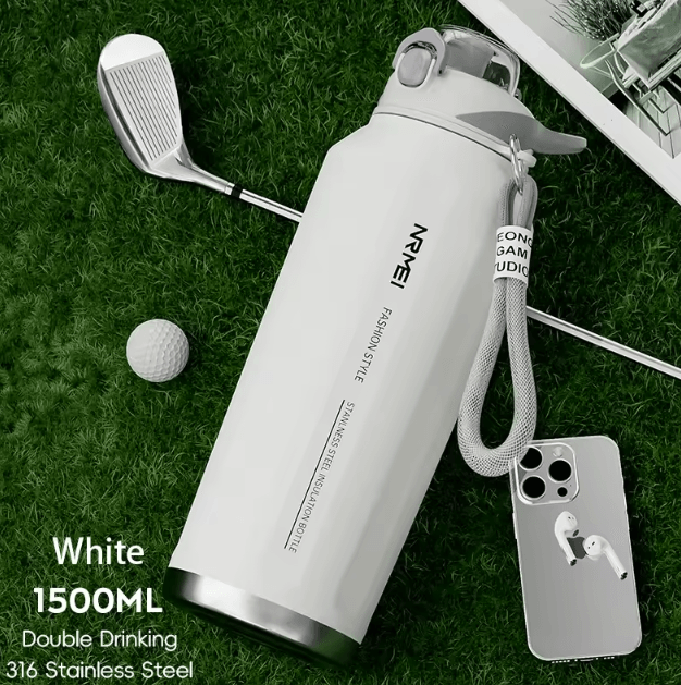 HydroCarry One-Button Thermos Bottle – Large Capacity Stainless Steel Vacuum Flask with Rope