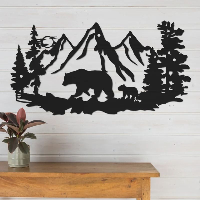 Rustic Wilderness Bear Metal Wall Art