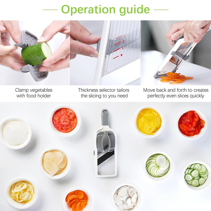 Multi Handheld Mandoline Slicer with Adjustable Stainless Steel Blade Kitchen Veggie Chopper & Cheese Grater