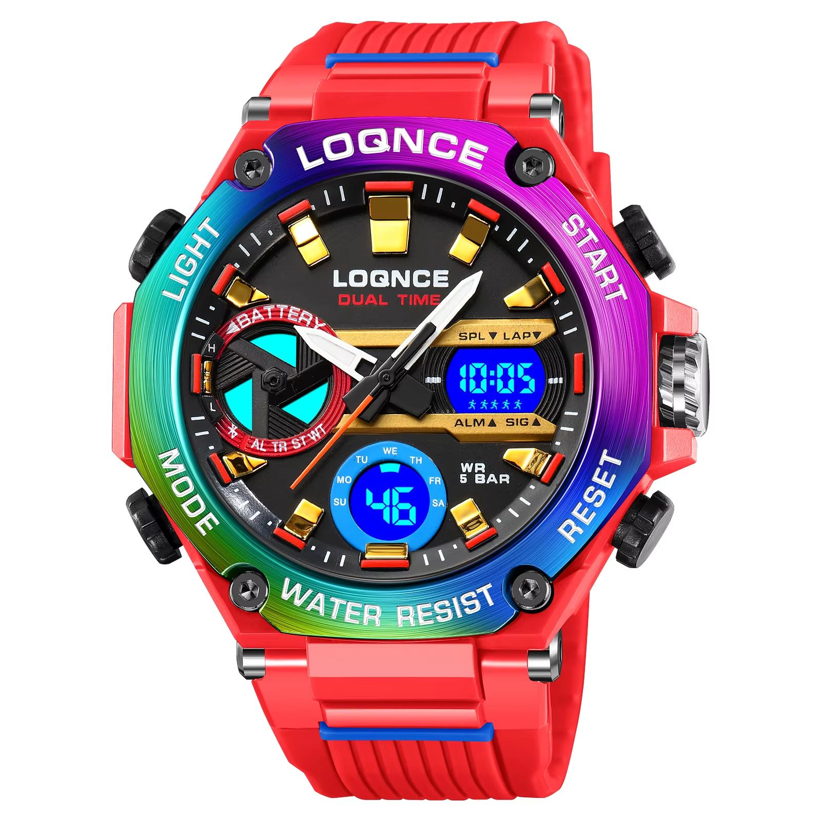 LOQNCE 98001 Dual Time LED Digital Sports Watch for Men