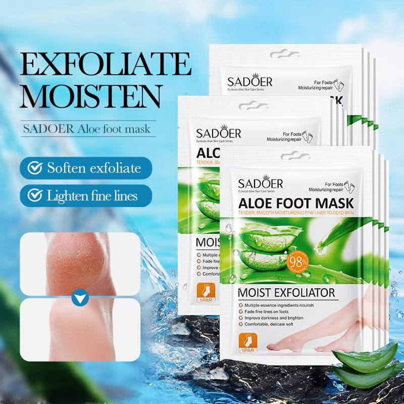 SADOER Aloe Vera Foot Mask Exfoliating Foot Peeling Mask and Hydrating Hand Mask for Smooth Soft Skin