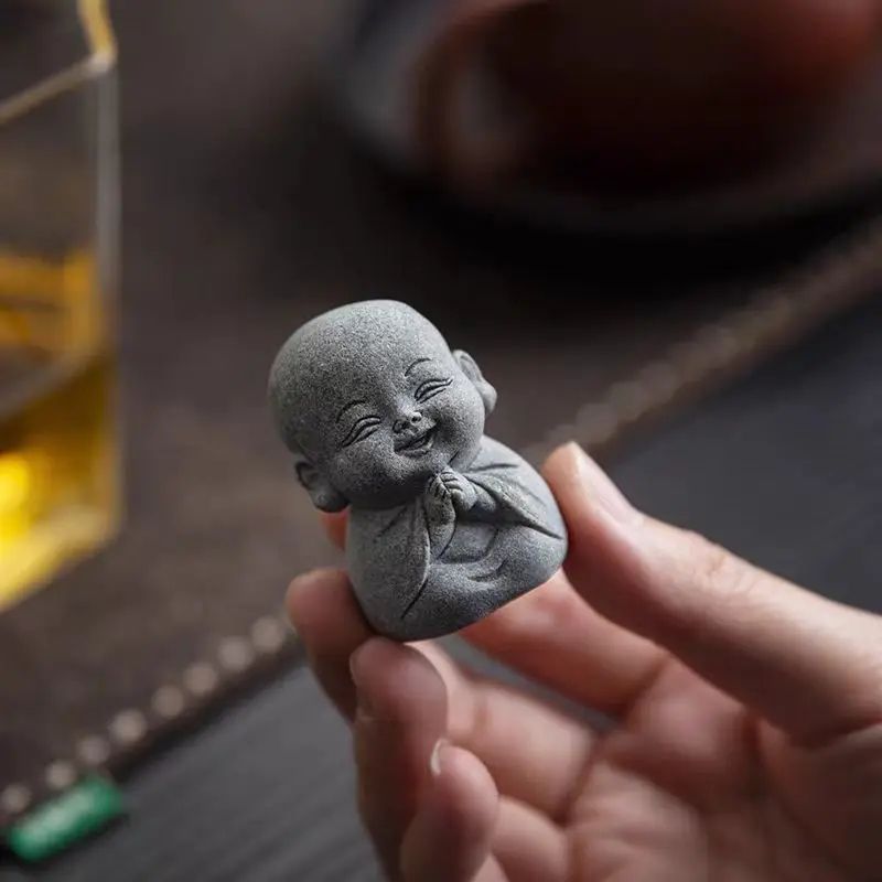 Cute Little Monk Stone Statues Set