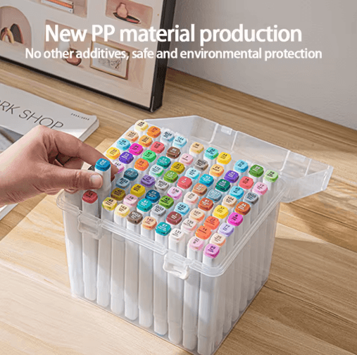 Portable Transparent Multi Slot Marker Organizer with Handheld Design