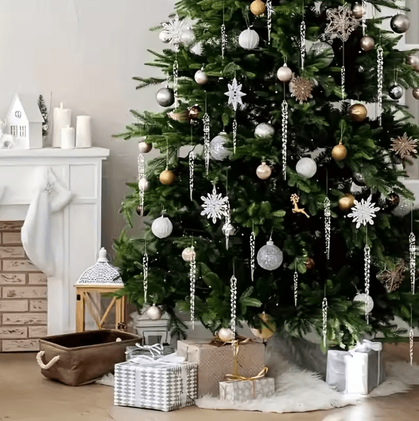 Crystal Clear Icicle Ornaments Set for Elegant Christmas Tree Decor