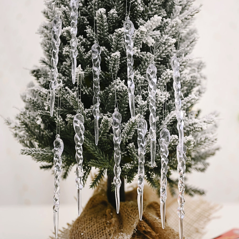 Holiday Home Party Decor, Crystal Clear Ice Pendants Christmas Tree Ornaments, Icicle Xmas Decorations
