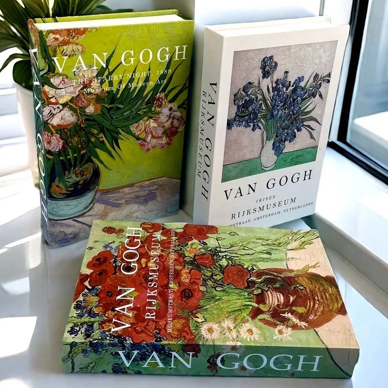 Luxury Artist Series Faux Book Storage Box – Van Gogh Monet Picasso Decorative Organizer