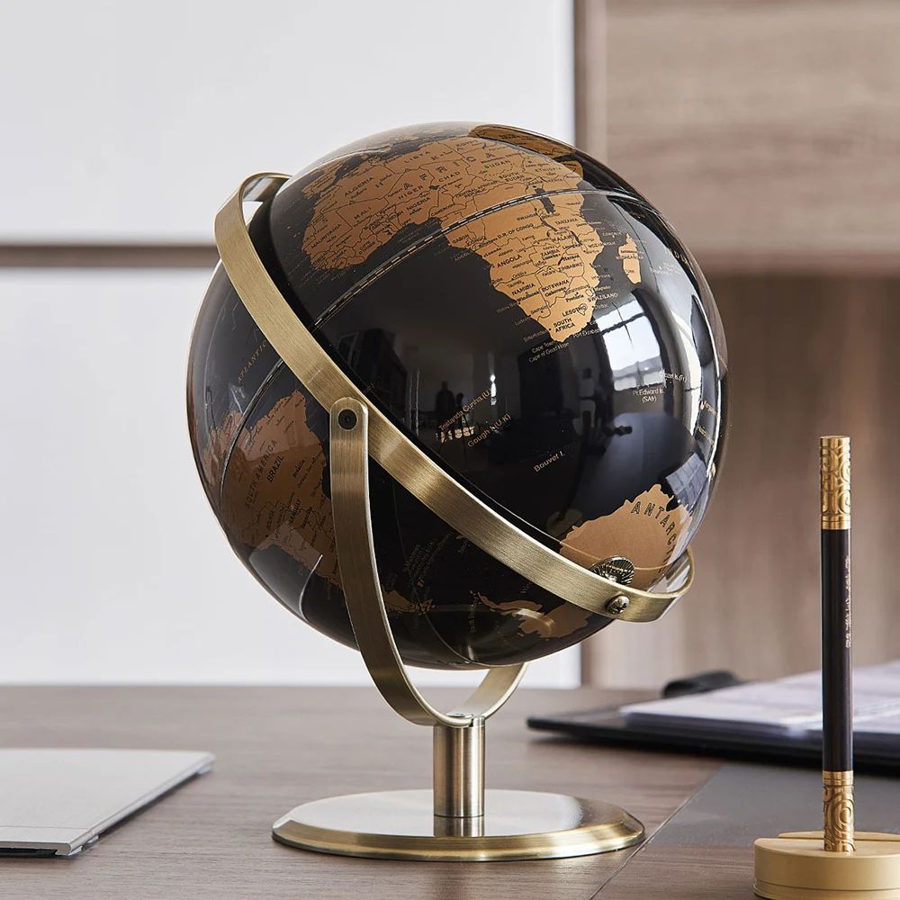 Retro World Globe Desk Decor – Modern Geography Learning Globe for Kids & Home