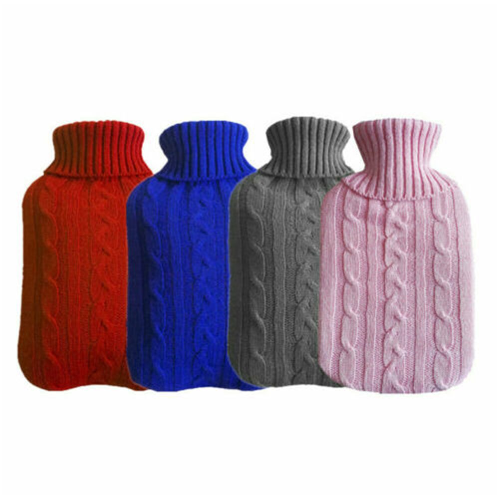 Warm Faux Fur Fleece Knitted Cover for Large Natural Rubber Hot Water Bottle Bag
