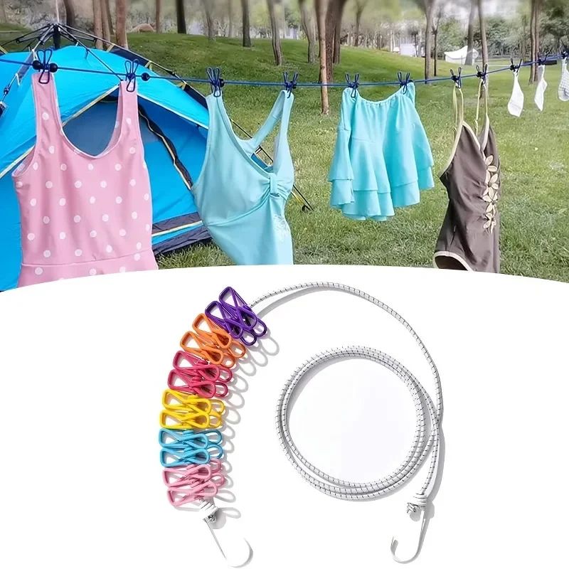 Portable Retractable Clothesline with Clips