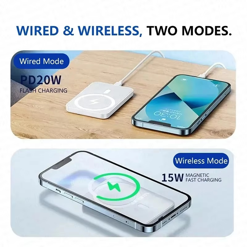 Wireless PD Magnetic Power Bank, Fast Charger for MagSafe, Portable Auxiliary Battery Travel Ready