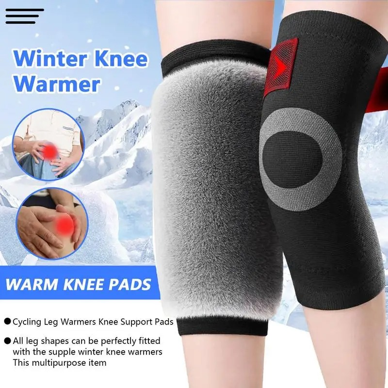 Winter Warm Knee Sleeves with Adjustable Strap Soft, Comfortable, Rabbit Fur-Like Fabric Knee Covers for Leg Warmer