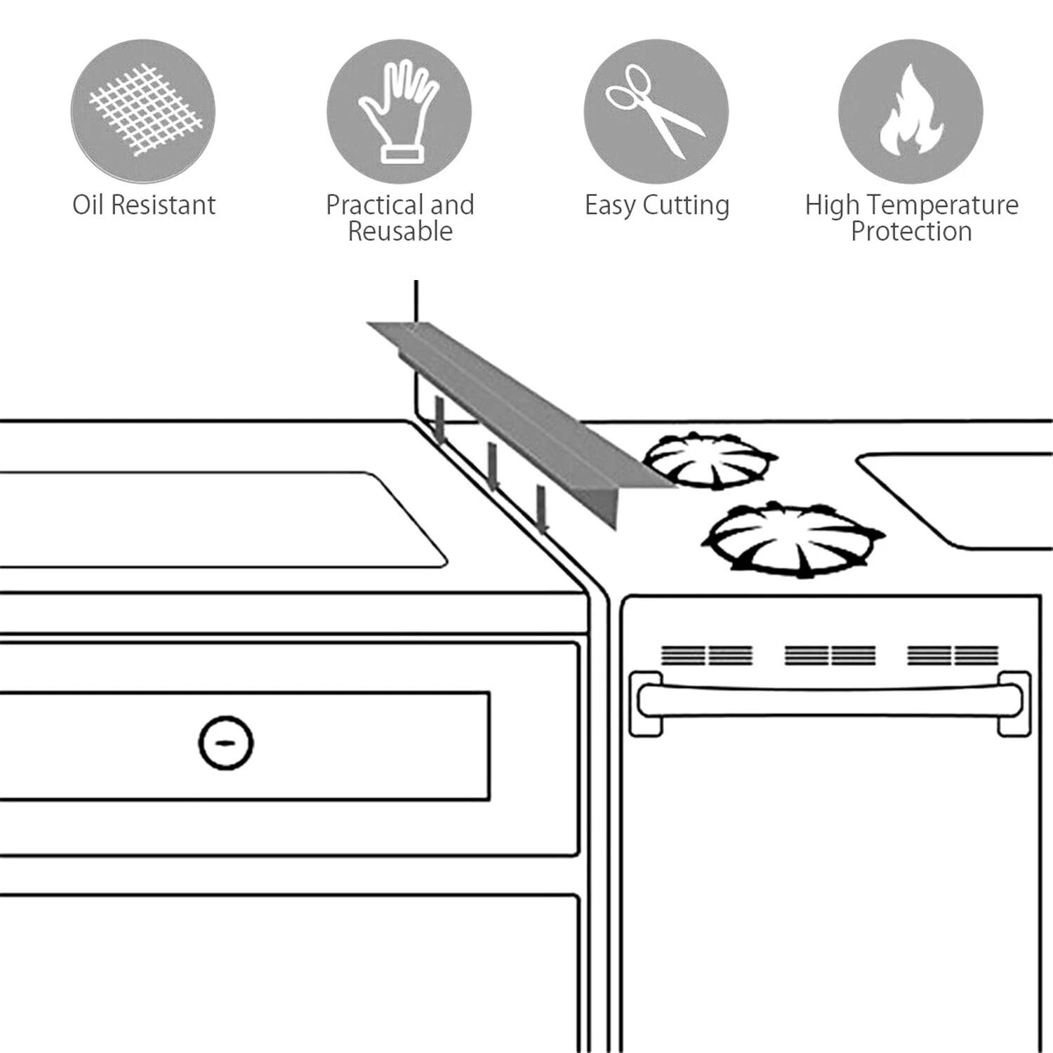 Silicone Stove Gap Cover Pack Heat Resistant Oven Gap Filler