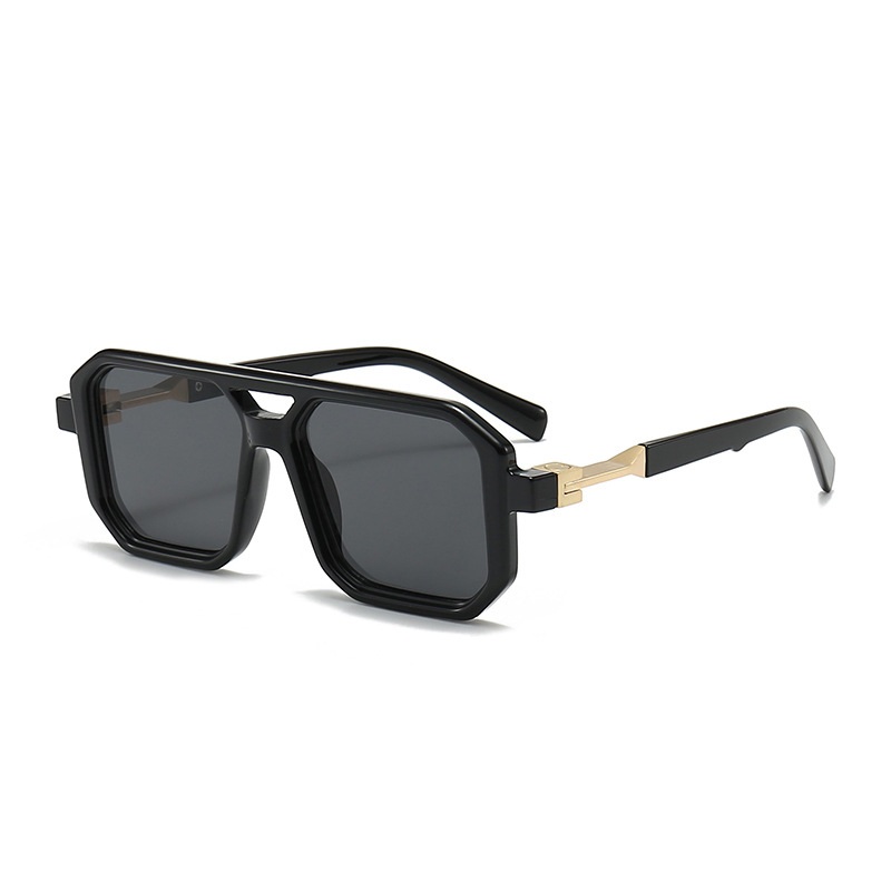 Retro Square Frame Sunglasses, Unisex European & American Double Beam Design, Trendy Decorative Wear