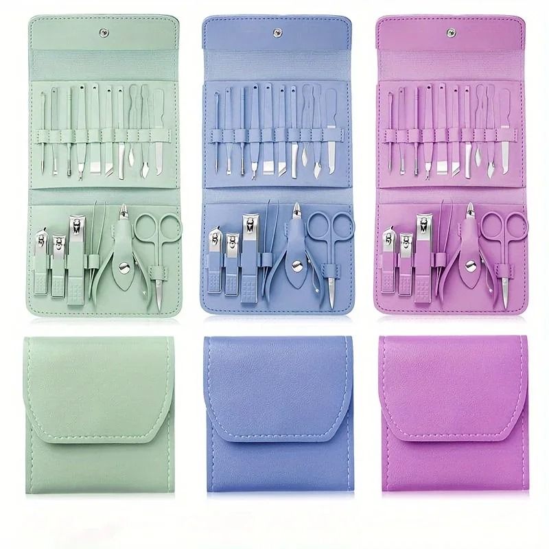16-Piece Stainless Steel Manicure & Grooming Kit – Precision Nail Clippers & Cuticle Set with Luxury Travel Case