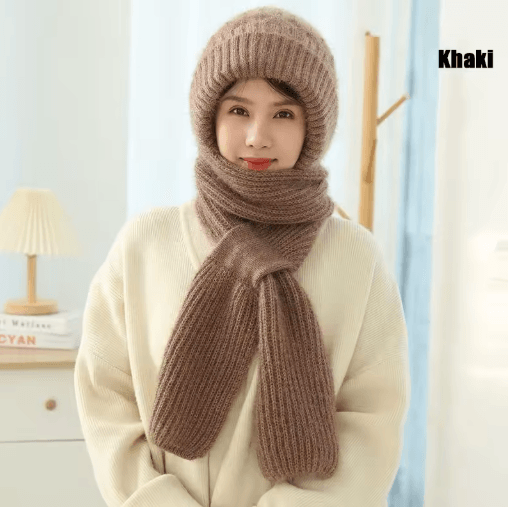 CozyWrap Winter Beanie Scarf Set – Womens Knitted Hat and Scarf Windproof Plush Beanie