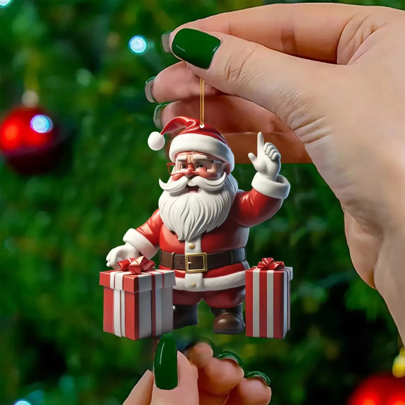 Christmas Flat Acrylic Cartoon Pendants, Noel Tree Hangings & Merry Xmas Ornaments, Christmas Decorations