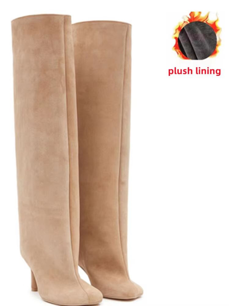 Autumn Winter Women's Knee High Boots – 6cm Slim High Heels, Round Toe Fashion Long Boots, Knight-Inspired Style
