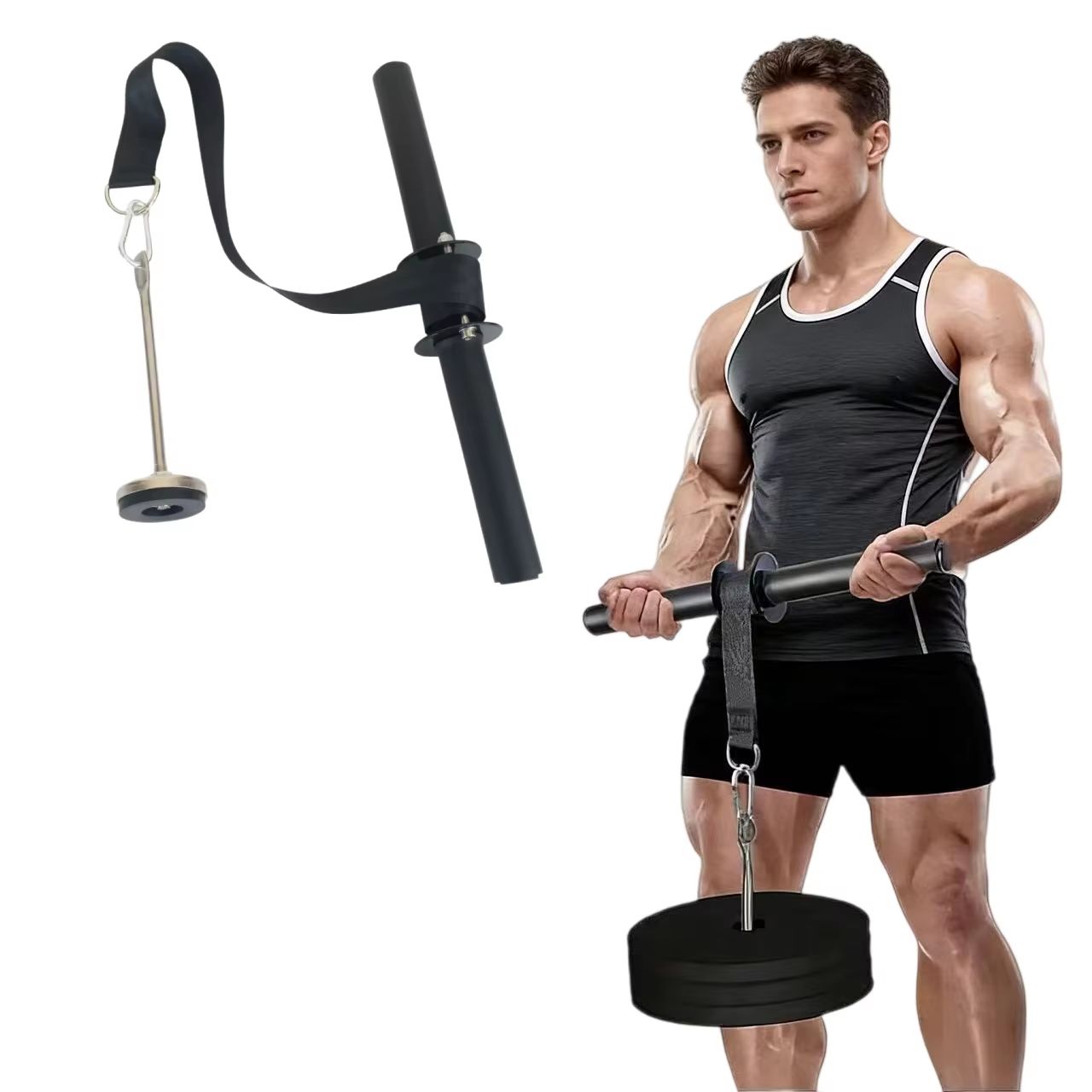 Forearm Wrist Roller Trainer Adjustable Grip Strength Blaster with Rope Weight System