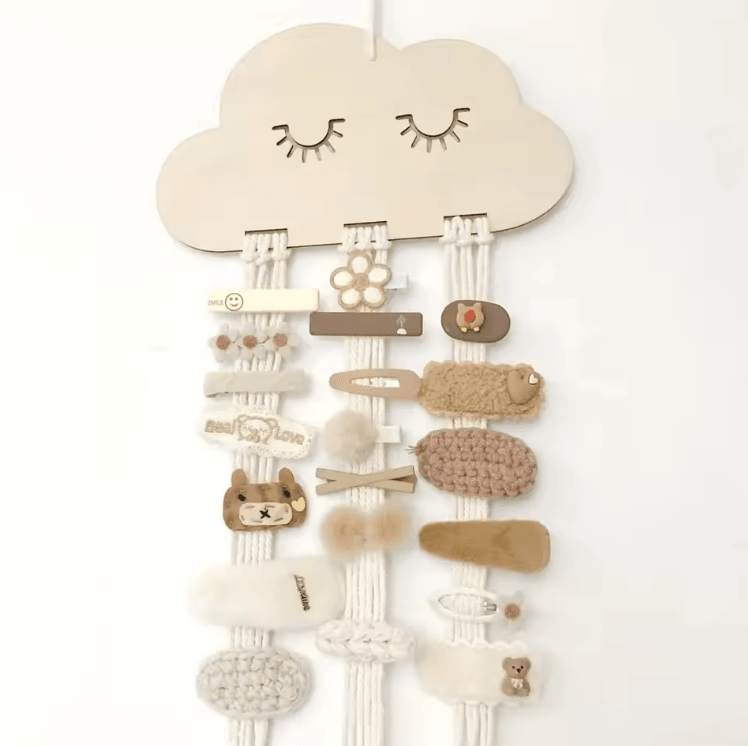 CloudCharm Wooden Hair Bow & Jewelry Organizer Wall Hanging Display