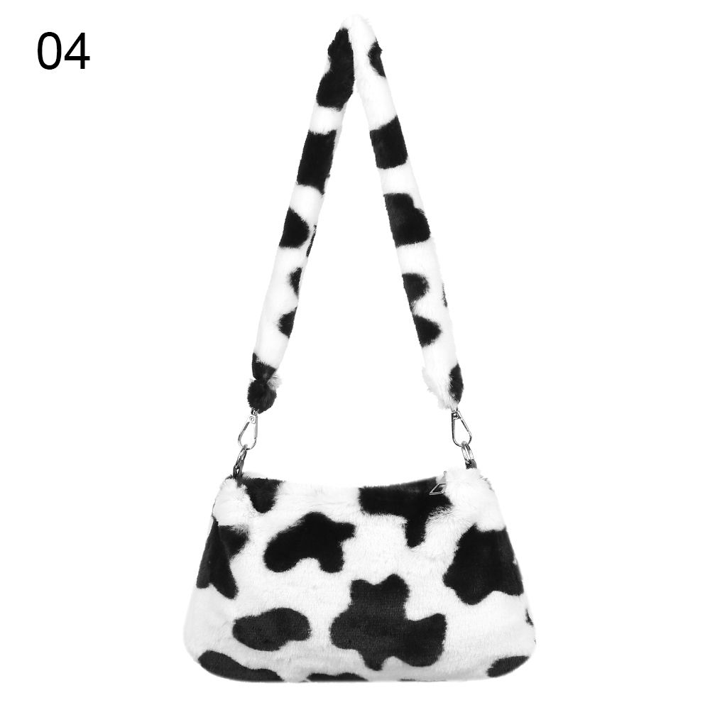 Autumn Winter Women's Shoulder Bag, Animal Print Leopard Plush, Messenger Crossbody Underarm Bag