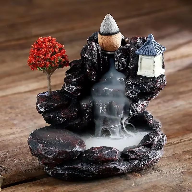 ZenFlow Mountain Waterfall Backflow Incense Burner Aromatherapy Smoke Censer Decor