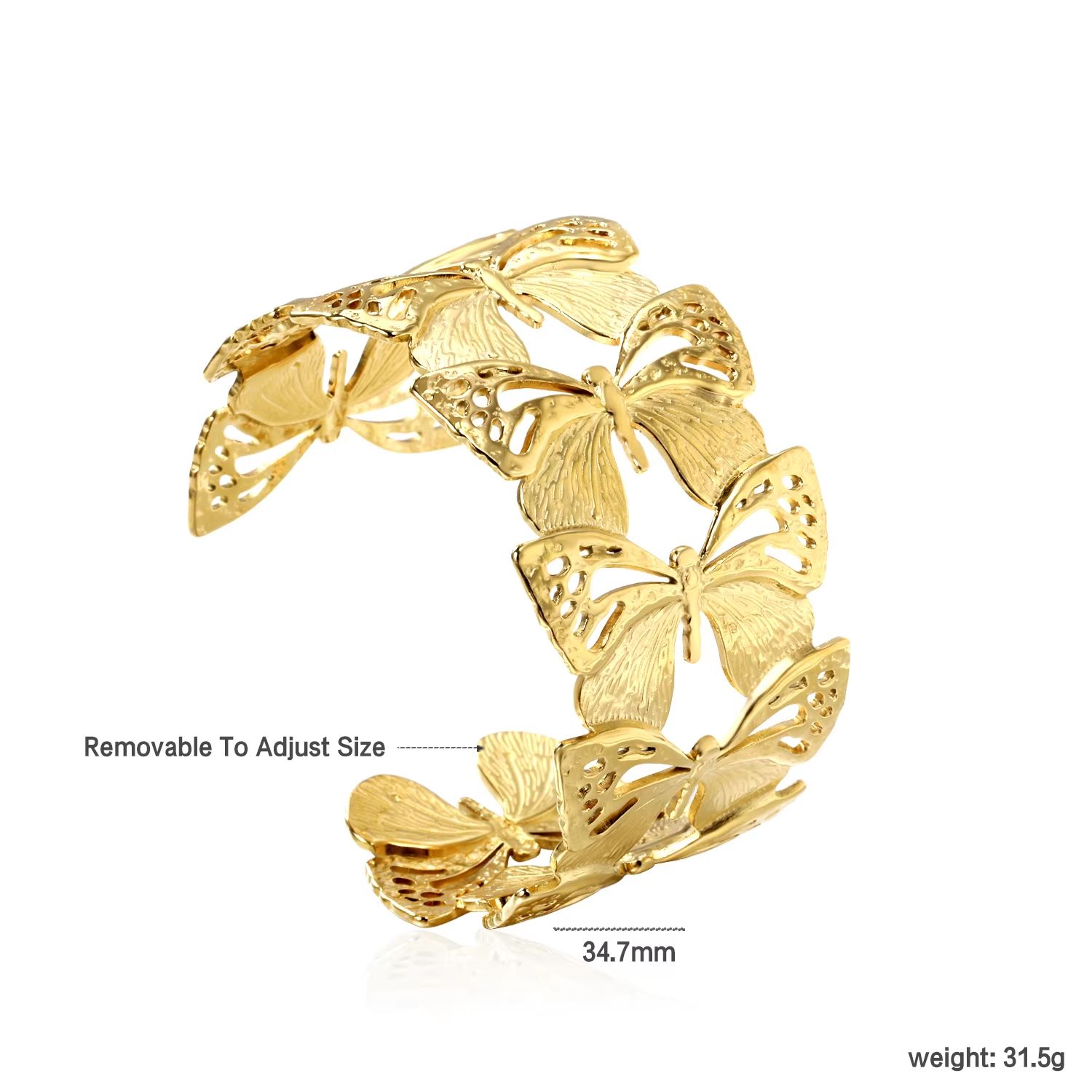 LUXUSTEEL Flower Cuff Bracelet – Women's 18K Gold Plated Stainless Steel Bangle, No-Fade Elegant Jewelry