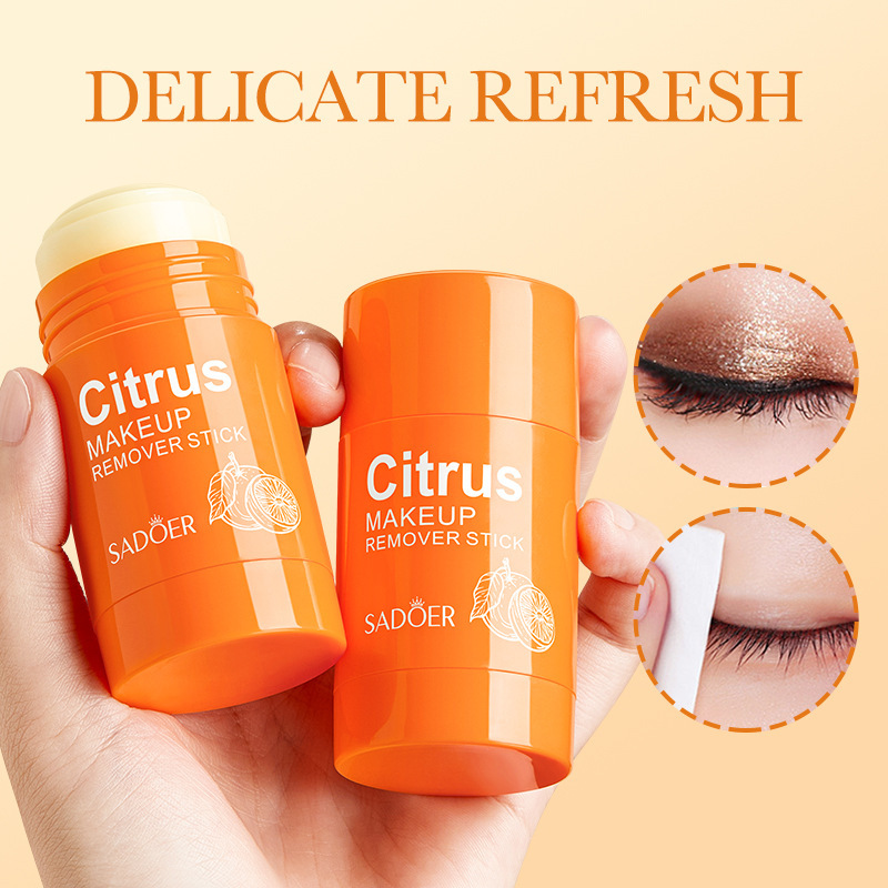 Portable Citrus Makeup Remover Stick, Deep Cleansing Balm Gel, Lip Makeup Cream Stick Remover, Cosmetics Moisturizing