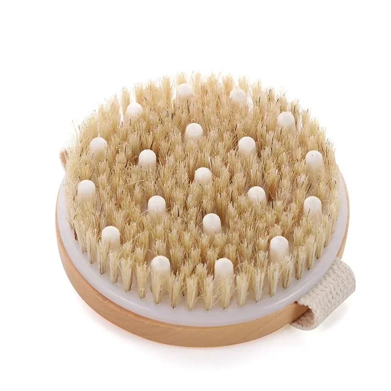 2 In 1 Natural Bristle Dry Skin Body Massage Brush