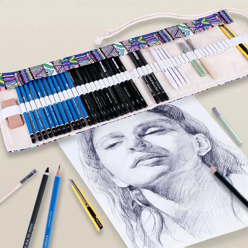 Canvas Roll Up Pencil Case Organizer – Portable Pencil Wrap Organizer & Artist Brush Holder