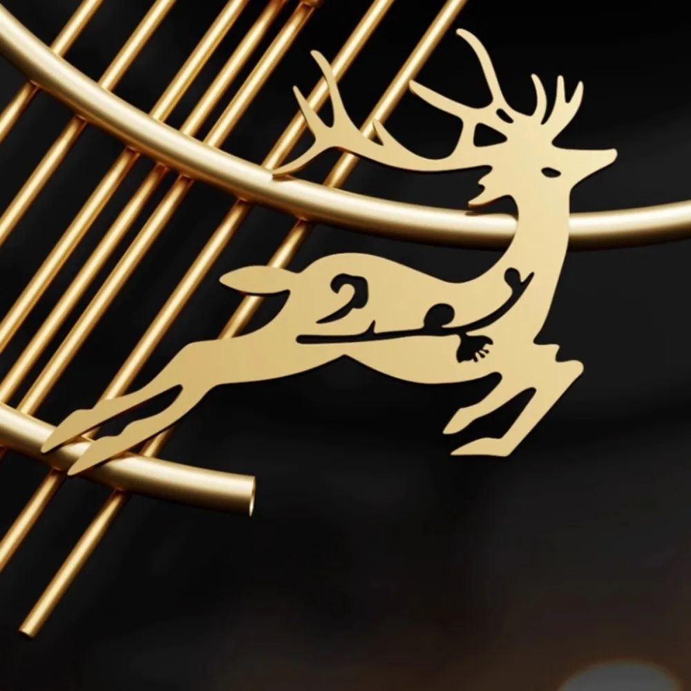 Ambient Light Deer Swinging Wall Clock Metal Design