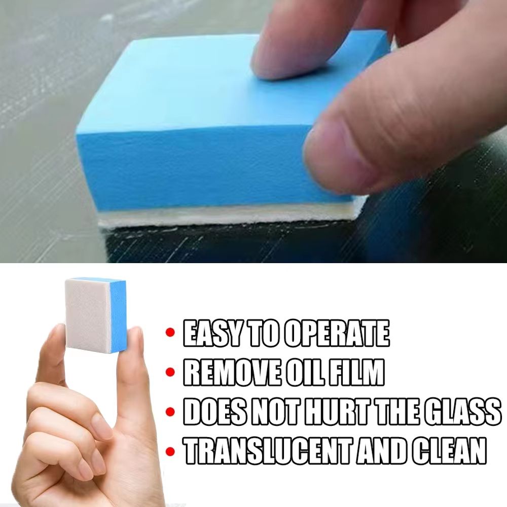 CrystalClear Glass Oil Film Cleaning Sponge – Windshield Polishing & Wool-Felt Brush Tool for Car & Auto Glass