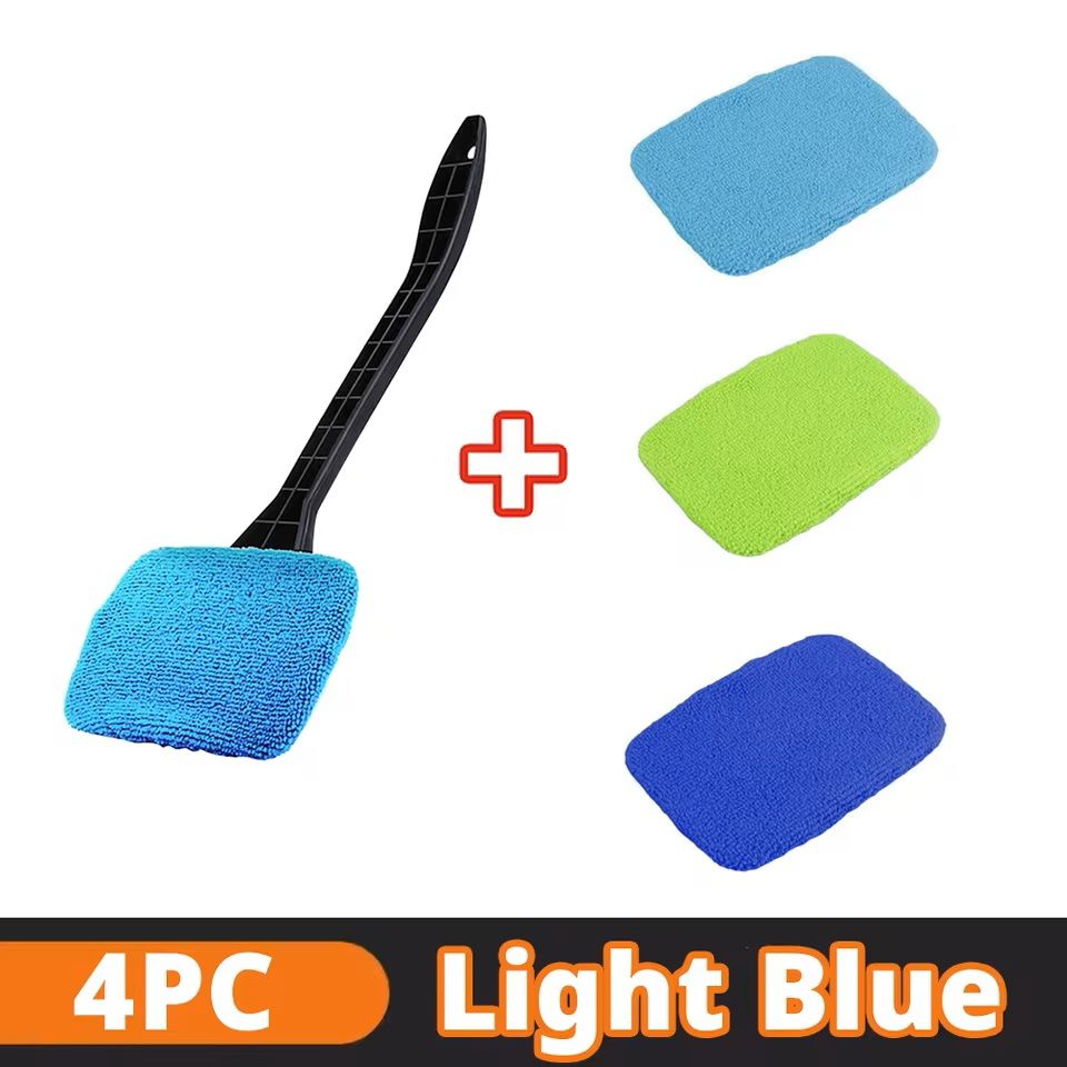 Car Windshield Cleaning Brush Kit with Microfiber Cloth and Long Handle