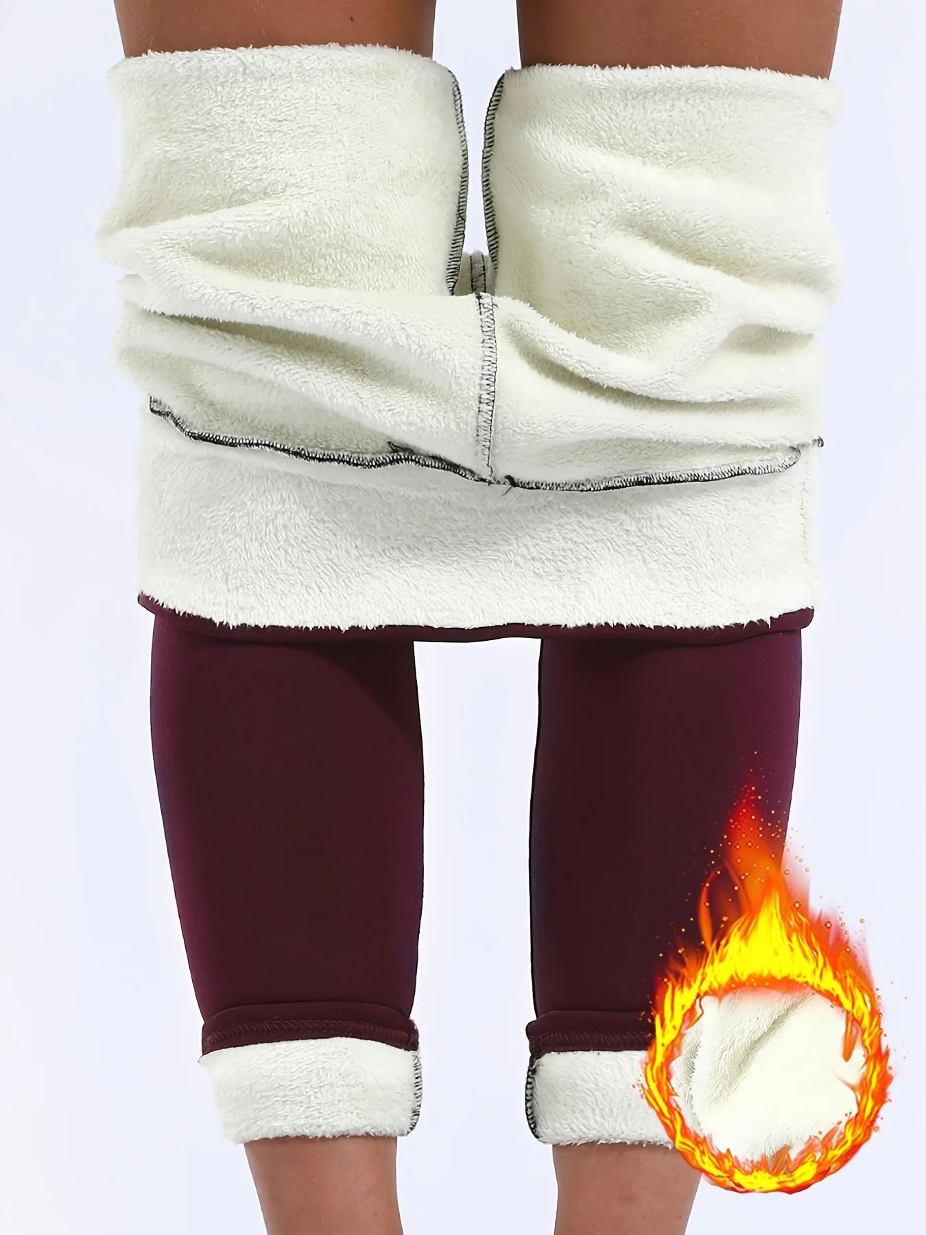 Winter Warm Leather Label Leggings Women High Waist Skinny Stretch Pants