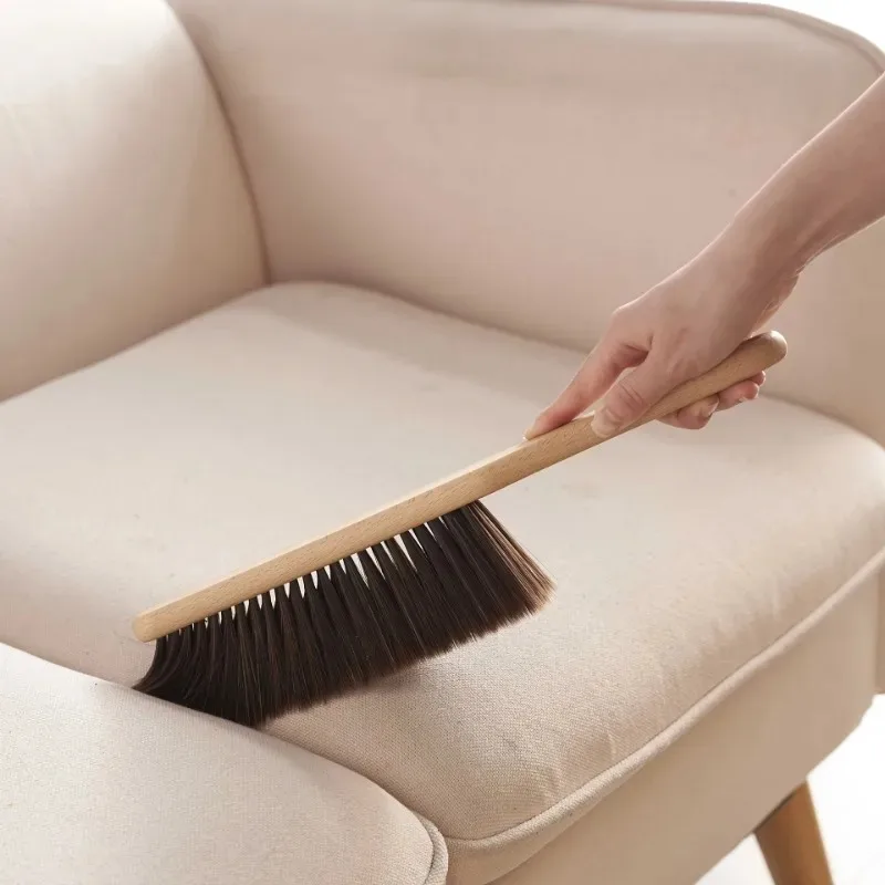 Coffee Powder Cleaning Brush with Natural Wood Handle, Anti Static Desktop Bar Grinder Bed Sweeping Tool