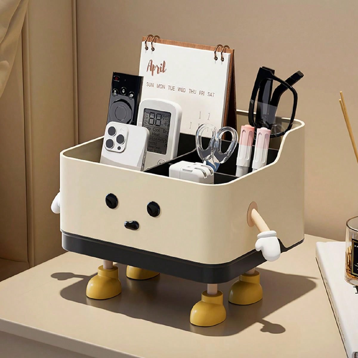 Multifunctional Desktop Storage Box – Cosmetic Organization Shelf with Display and Sticker