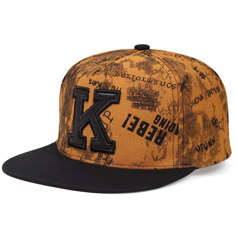 New Printed K Letter Flat-Brimmed Hip-Hop Hat