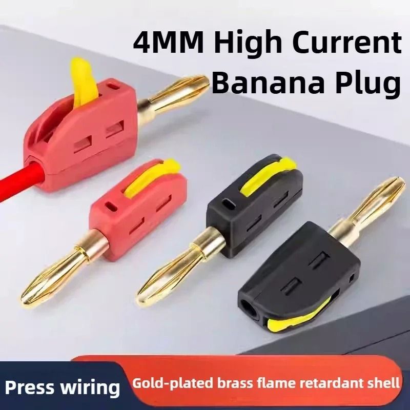 Gold Plated Quick Connect Banana Plug Set for High Current Applications