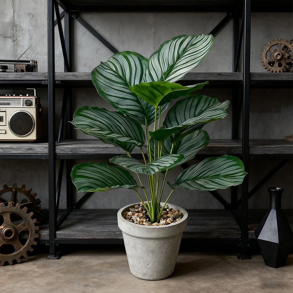 LushLife Artificial Palm Plant with Monstera Leaves for Tropical Home Decor